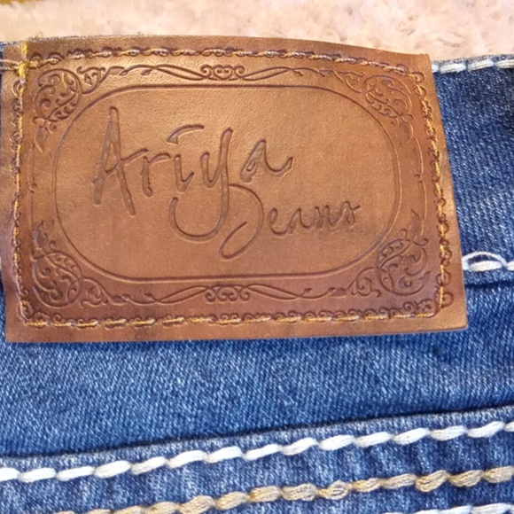 Ariya Embroidered Medrise Dark Blue Distressed Jeans - Picture 6 of 7
